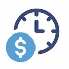 Icon of money sign and clock