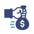 Icon of hand pushing bag of money