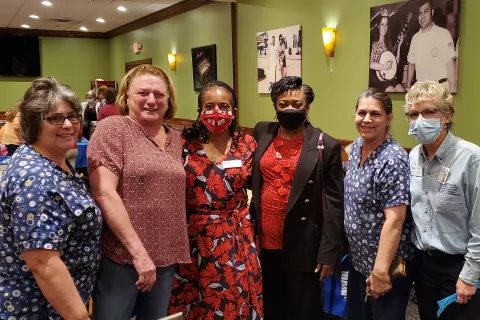 NEA President Becky Pringle celebrates ESP Day with Appoquinimink Food Service Workers