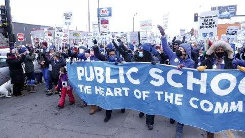 NEA President Becky Pringle marches with Minnesota educators in Spring 2022