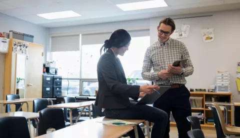 two teachers talking