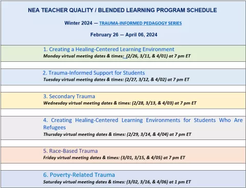 Trauma-Informed Pedagogy Schedule