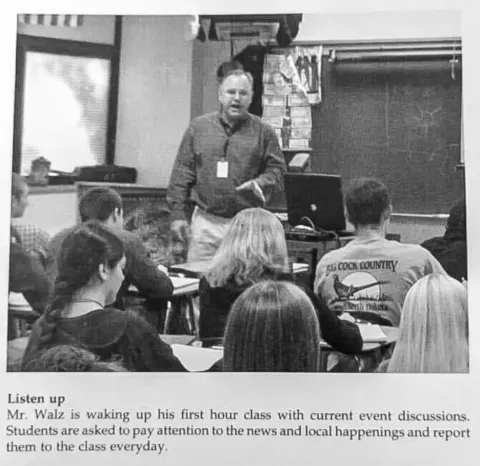 Tim Walz as a teacher in class