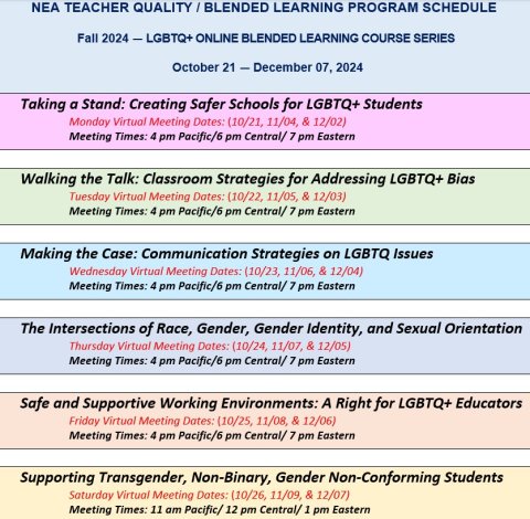 LGBTQ Learning Schedule 2024