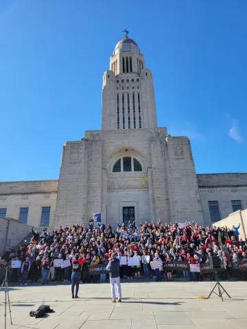 Nebraska Educators rally in front of state capitol