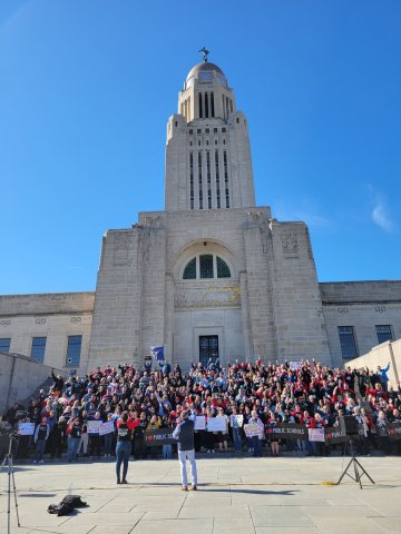 Nebraska Educators rally in front of state capitol